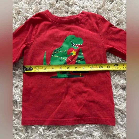 Cat & Jack™ Red Boys' Christmas Dinosaur Tee - Picture 3 of 6